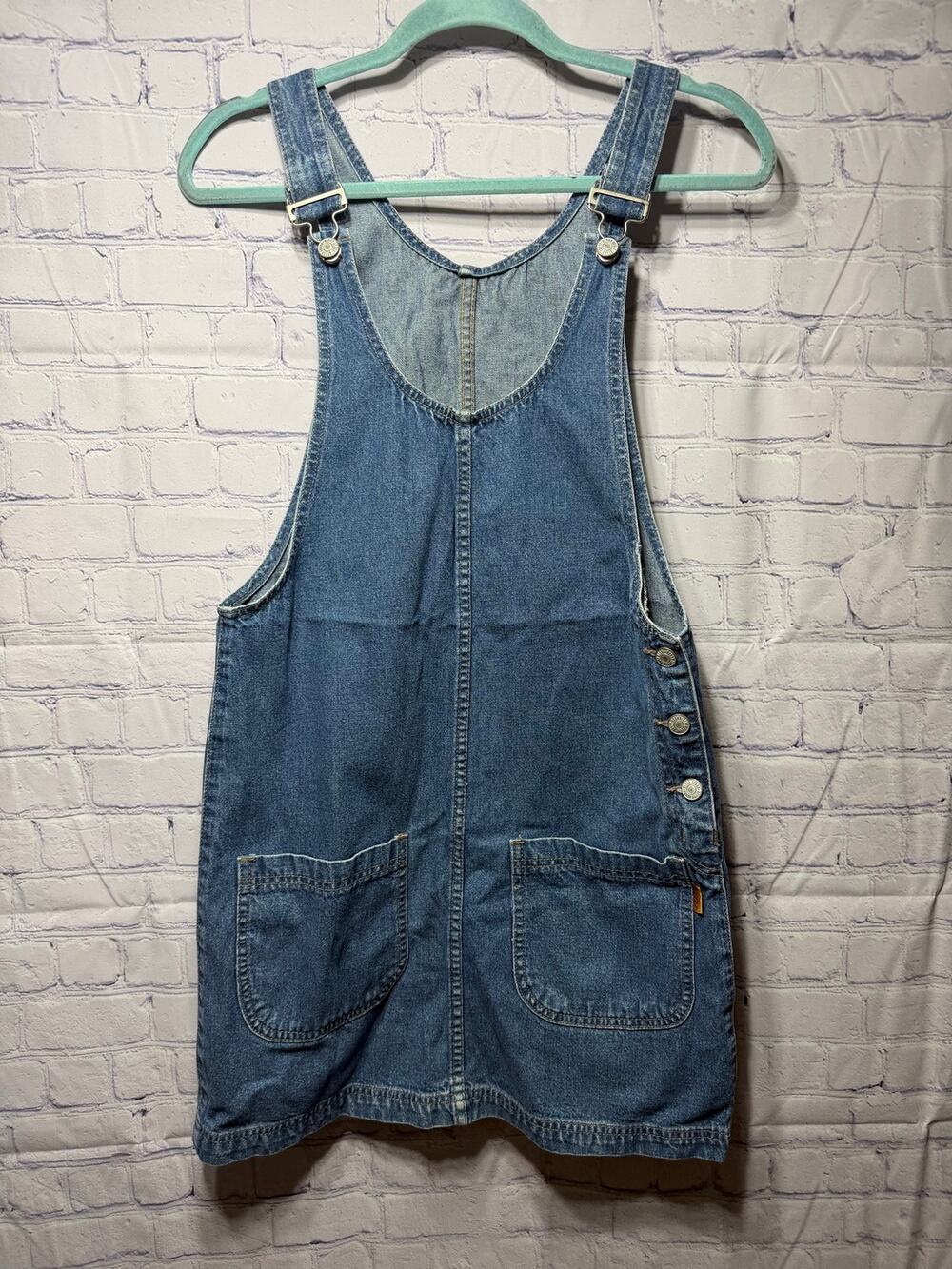 Bunny Womens VTG Overall Mini Denim Dress Blue Size S 90s Y2K Festival Grunge